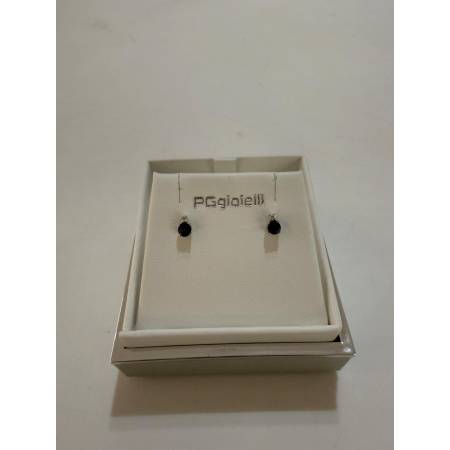 ORECCHINI PG GIOIELLI ZAFFIRO Blu Tondo Con DIAMANTI Oro Bianco 18 Karati 750%