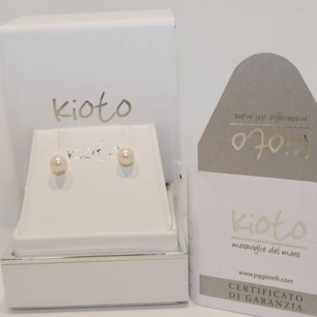 ORECCHINI KIOTO Di Perle Coltivate Acqua Dolce 6,5/7 mm Oro Bianco 9 karati 375%