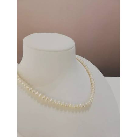 COLLANA Di Perle COLTIVATE ACQUA DOLCE 6,5/7 mm KIOTO Oro Bianco 9 Karati 375%