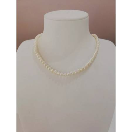 COLLANA Di Perle COLTIVATE ACQUA DOLCE 6/6,5 mm KIOTO Oro Bianco 9 Karati 375%