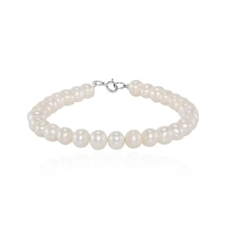 BRACCIALE KIOTO DI PERLE COLTIVATE ACQUA DOLCE 5,5/6 mm In Oro Bianco 9 Karati