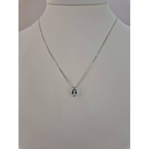COLLANA ACQUAMARINA Ovale E DIAMANTE...