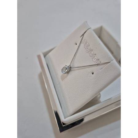 COLLANA ACQUAMARINA Ovale E DIAMANTE In Oro Bianco 18 Karati 750% PG GIOIELLI