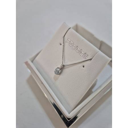 COLLANA ACQUAMARINA Ovale E DIAMANTI In Oro Bianco 18 Karati 750% PG GIOIELLI