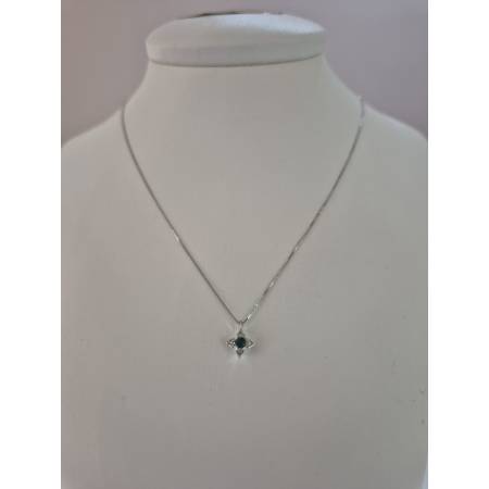 COLLANA SMERALDO Tondo E DIAMANTI In Oro Bianco 18 Karati 750% PG GIOIELLI