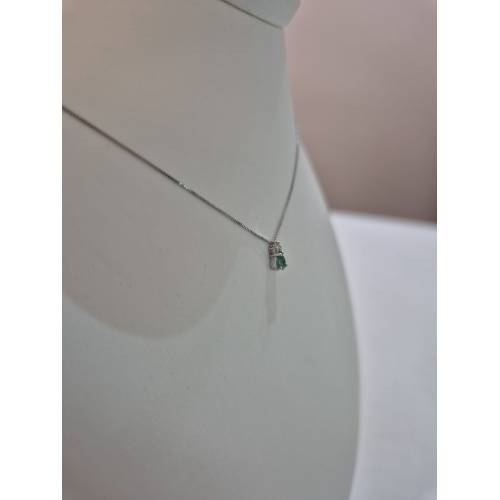 COLLANA SMERALDO A Goccia E DIAMANTI...