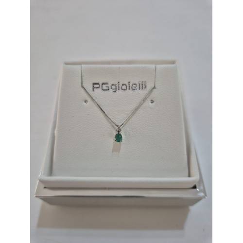 COLLANA SMERALDO A Goccia E DIAMANTI...