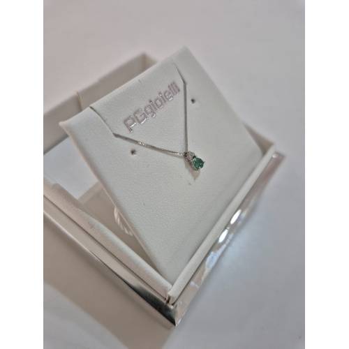 COLLANA SMERALDO A Goccia E DIAMANTI...