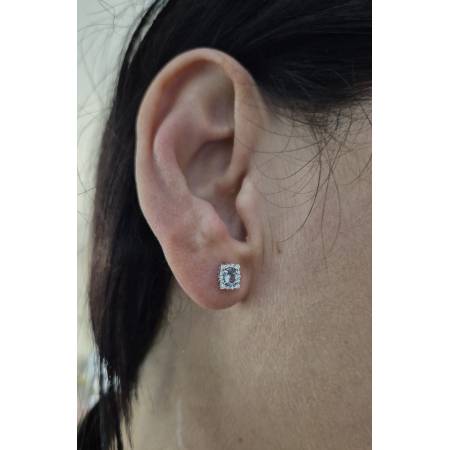 ORECCHINI Con ACQUAMARINA E DIAMANTI PG GIOIELLI ORO BIANCO 18 Karati 750% Ovale