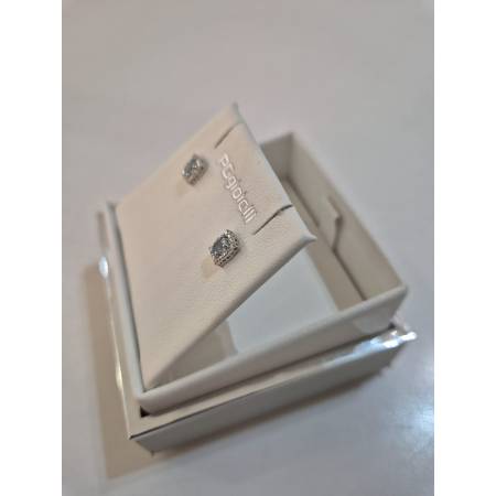 ORECCHINI Con ACQUAMARINA E DIAMANTI PG GIOIELLI ORO BIANCO 18 Karati 750% Ovale