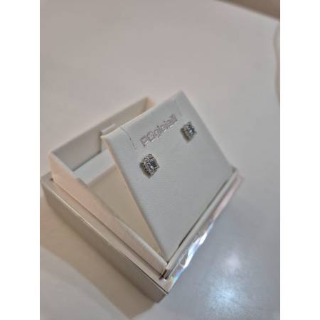 ORECCHINI Con ACQUAMARINA E DIAMANTI PG GIOIELLI ORO BIANCO 18 Karati 750% Ovale