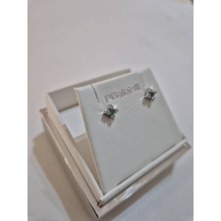 ORECCHINI Donna PG GIOIELLI SMERALDO Con DIAMANTI In Oro Bianco 18 Karati 750%