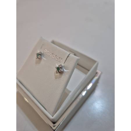 ORECCHINI Donna PG GIOIELLI SMERALDO Con DIAMANTI In Oro Bianco 18 Karati 750%