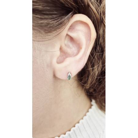 ORECCHINI Donna PG GIOIELLI SMERALDO Con DIAMANTI In Oro Bianco 18 Karati 750%