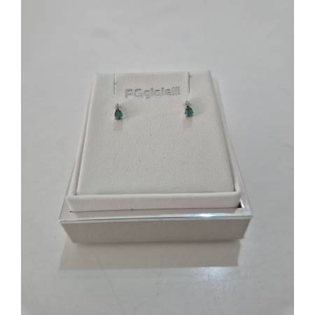 ORECCHINI Donna PG GIOIELLI SMERALDO Con DIAMANTI In Oro Bianco 18 Karati 750%