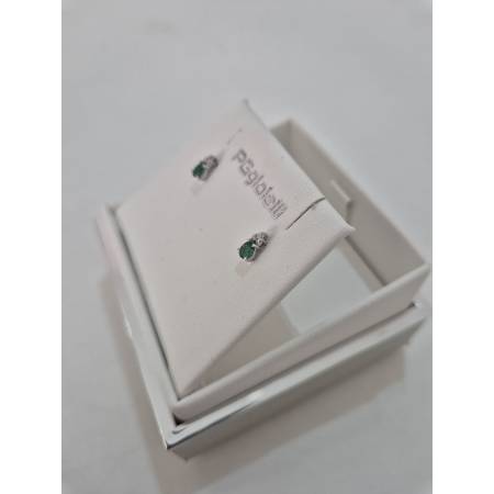 ORECCHINI Donna PG GIOIELLI SMERALDO Con DIAMANTI In Oro Bianco 18 Karati 750%