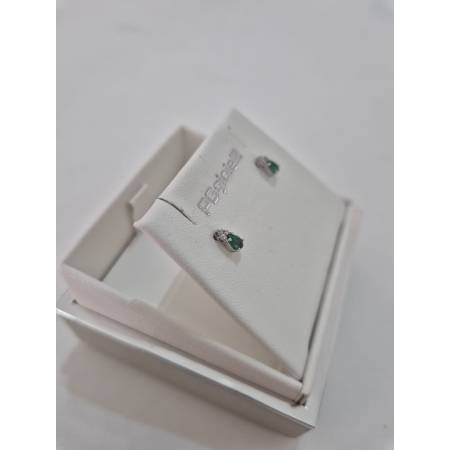 ORECCHINI Donna PG GIOIELLI SMERALDO Con DIAMANTI In Oro Bianco 18 Karati 750%