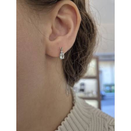 ORECCHINI Con ACQUAMARINA E DIAMANTI PG GIOIELLI ORO BIANCO 18 karati 750% Ovale