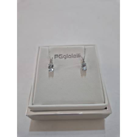 ORECCHINI Con ACQUAMARINA E DIAMANTI PG GIOIELLI ORO BIANCO 18 karati 750% Ovale