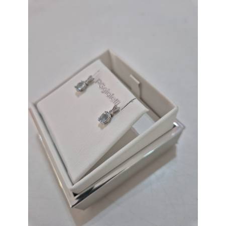 ORECCHINI Con ACQUAMARINA E DIAMANTI PG GIOIELLI ORO BIANCO 18 karati 750% Ovale