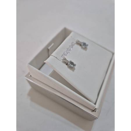 ORECCHINI Con ACQUAMARINA E DIAMANTI PG GIOIELLI ORO BIANCO 18 karati 750% Ovale