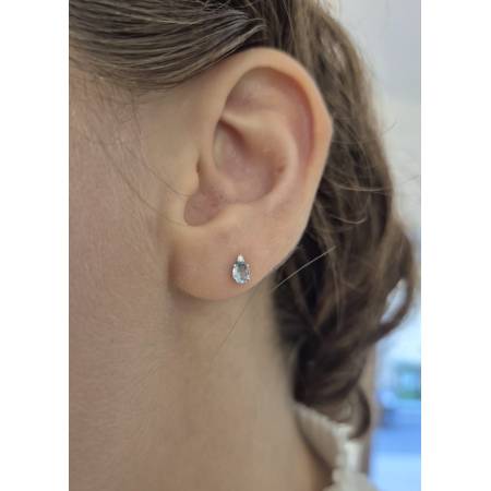 ORECCHINI Con ACQUAMARINA E DIAMANTI PG GIOIELLI ORO BIANCO 18 karati 750% Ovale