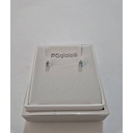 ORECCHINI Con ACQUAMARINA E DIAMANTI PG GIOIELLI ORO BIANCO 18 karati 750% Ovale