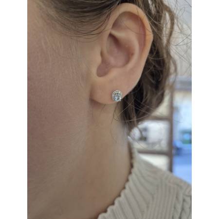 ORECCHINI Con ACQUAMARINA E DIAMANTI PG GIOIELLI ORO BIANCO 18 karati 750% Ovale