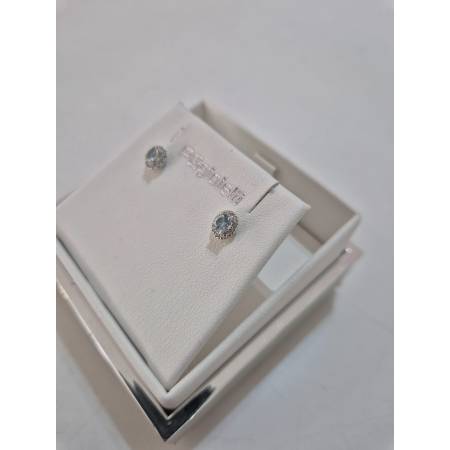 ORECCHINI Con ACQUAMARINA E DIAMANTI PG GIOIELLI ORO BIANCO 18 karati 750% Ovale