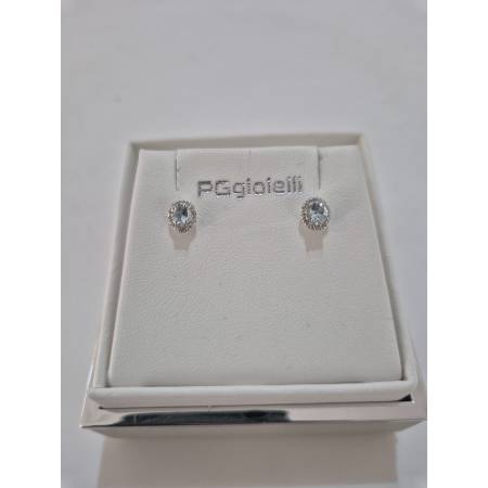 ORECCHINI Con ACQUAMARINA E DIAMANTI PG GIOIELLI ORO BIANCO 18 karati 750% Ovale