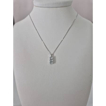 COLLANA ACQUAMARINA E DIAMANTI Trilogy In Oro Bianco 18 Karati 750% PG GIOIELLI