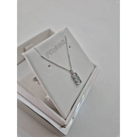 COLLANA ACQUAMARINA E DIAMANTI Trilogy In Oro Bianco 18 Karati 750% PG GIOIELLI