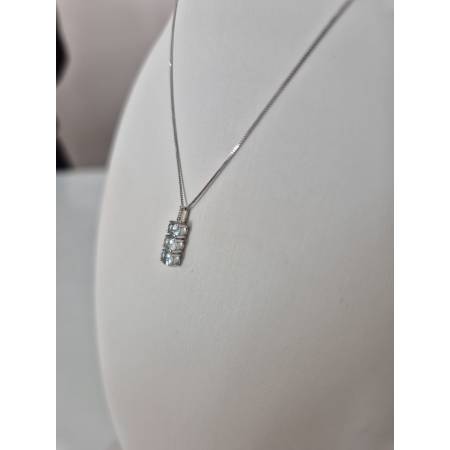 COLLANA ACQUAMARINA E DIAMANTI Trilogy In Oro Bianco 18 Karati 750% PG GIOIELLI