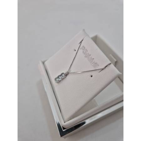 COLLANA ACQUAMARINA E DIAMANTI Trilogy In Oro Bianco 18 Karati 750% PG GIOIELLI