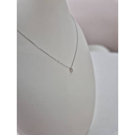 COLLANA PUNTO LUCE Con DIAMANTE Bianco In Oro Bianco 18 Karati 750% PG GIOIELLI