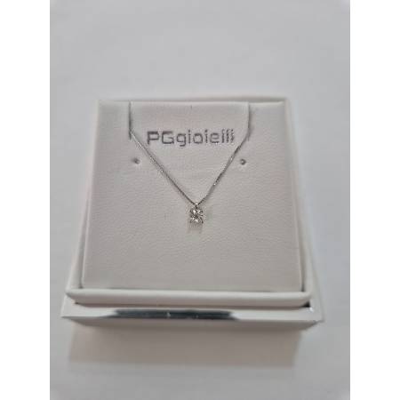 COLLANA PUNTO LUCE Con DIAMANTE Bianco In Oro Bianco 18 Karati 750% PG GIOIELLI