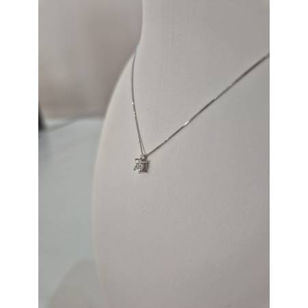 COLLANA PUNTO LUCE Con DIAMANTE Bianco In Oro Bianco 18 Karati 750% PG GIOIELLI