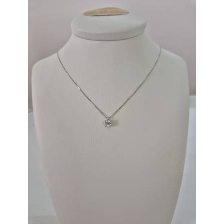 COLLANA PUNTO LUCE Con DIAMANTE Bianco In Oro Bianco 18 Karati 750% PG GIOIELLI