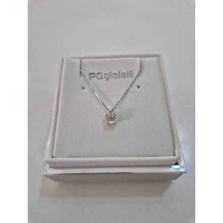 COLLANA PUNTO LUCE Con DIAMANTE Bianco In Oro Bianco 18 Karati 750% PG GIOIELLI
