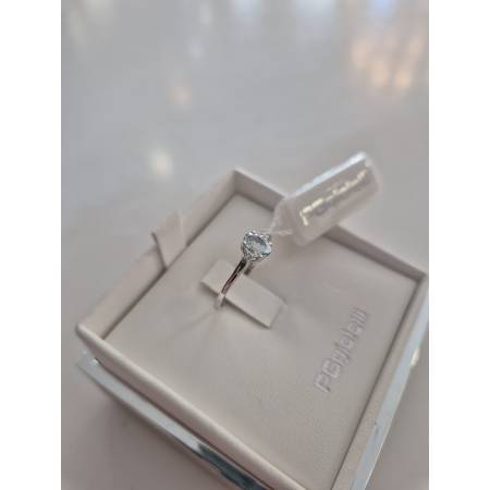 ANELLO PG GIOIELLI Solitario ACQUAMARINA E DIAMANTI Oro Bianco 18 Kt 750% Ovale