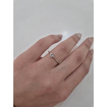 ANELLO PG GIOIELLI Solitario ACQUAMARINA E DIAMANTI Oro Bianco 18 Kt 750% Ovale