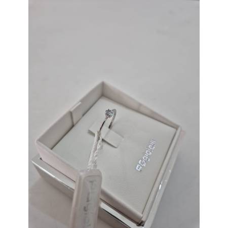 ANELLO PG GIOIELLI Solitario ACQUAMARINA E DIAMANTI Oro Bianco 18 Kt 750% Ovale