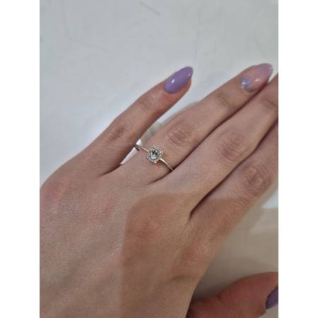 ANELLO PG GIOIELLI Solitario ACQUAMARINA E DIAMANTI In Oro Bianco 18 Karati 750%