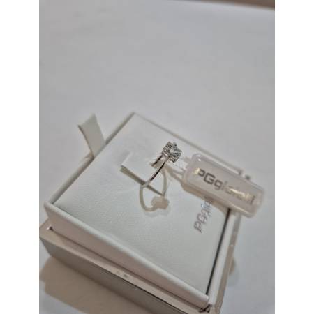 ANELLO PG GIOIELLI Solitario ACQUAMARINA E DIAMANTI In Oro Bianco 18 Karati 750%