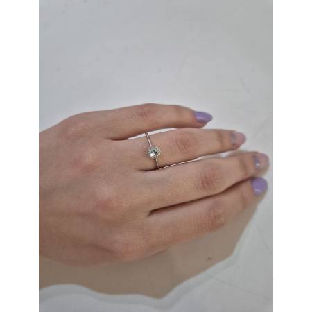 ANELLO PG GIOIELLI Solitario ACQUAMARINA Ovale E DIAMANTI Oro Bianco 18 Kt 750%