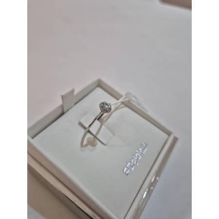 ANELLO PG GIOIELLI Solitario ACQUAMARINA Ovale E DIAMANTI Oro Bianco 18 Kt 750%
