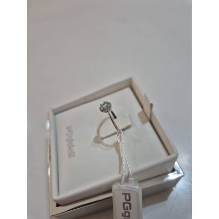 ANELLO PG GIOIELLI Solitario ACQUAMARINA Ovale E DIAMANTI Oro Bianco 18 Kt 750%