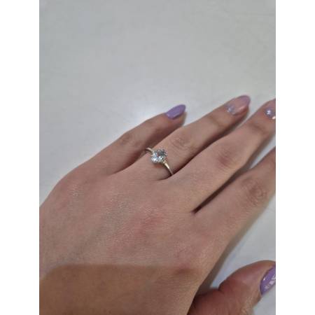 ANELLO PG GIOIELLI Solitario ACQUAMARINA Ovale E DIAMANTI Oro Bianco 18 Kt 750%