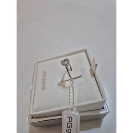 ANELLO PG GIOIELLI Solitario ACQUAMARINA Ovale E DIAMANTI Oro Bianco 18 Kt 750%