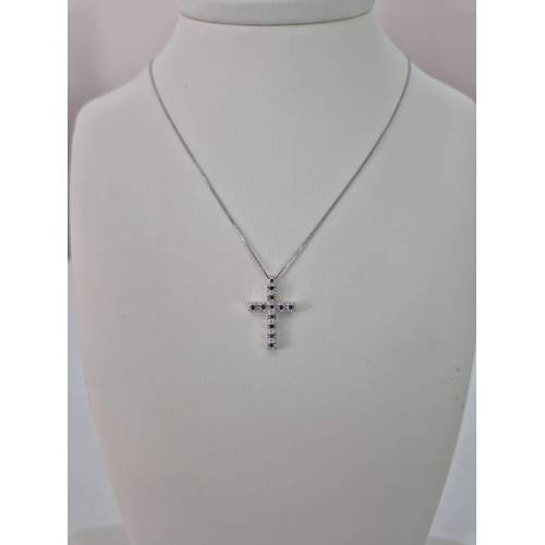 COLLANA CROCE ORO BIANCO 18 Kt 750...